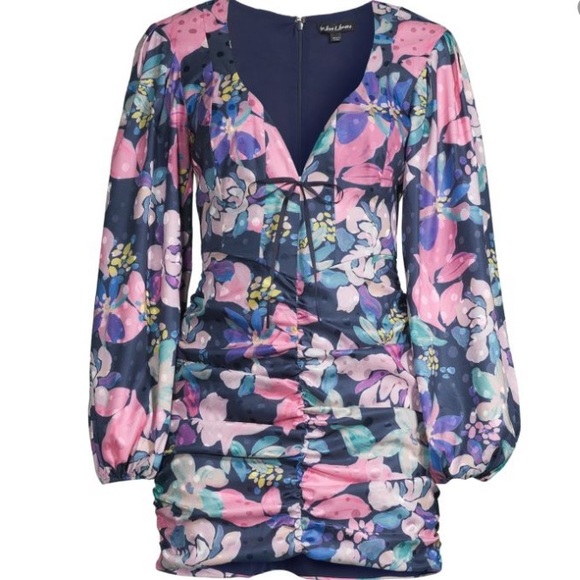 FOR LOVE AND LEMONS Wyatt Floral Ruched Mini Dress Size Medium - Picture 4 of 12